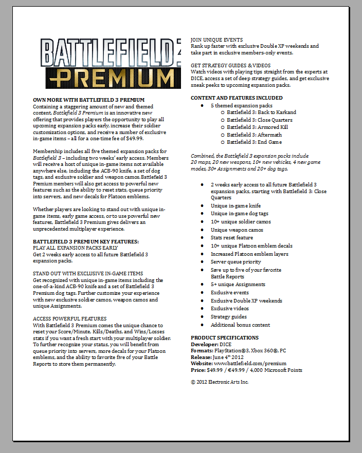 Battlefield Premium - Preis und Infos geleaked